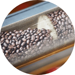 Whole beans in a clear tube