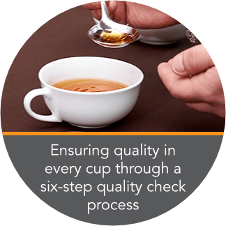 Spoon scooping up tea from a tea cup