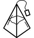 Illustration of a pyramid shaped tea bag